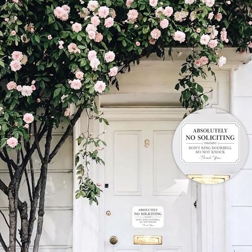 Image of No Soliciting Sign for Front Door,Self-Adhesive Elegant Do Not Knock or Ring Doorbell No Soliciting Sticker for Home, No Solicitors Sign for Doorbell, House Door, Home, Office (WHITE)