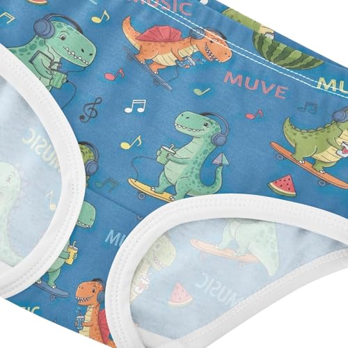 Joisal Girls Underwear Toddlers 2t Cotton Girl Panties Cute Florals Briefs Kids Undies Cartoon Dinosaur Listening Music4