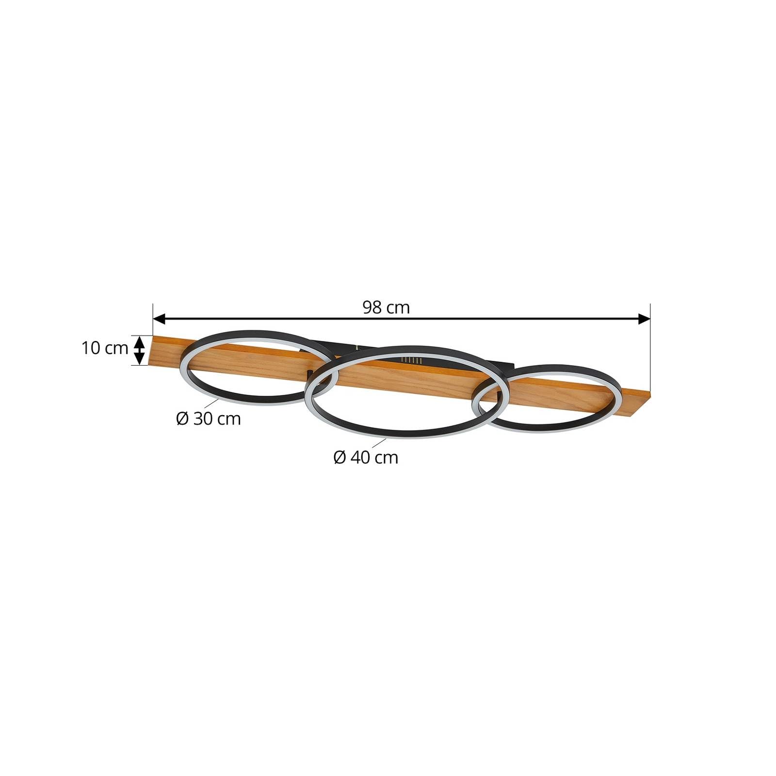 Lindby LED Deckenleuchte Galad dimmbar (Modern) aus Holz (3 flammig,) - Lampe Deckenlampe Wohnzimmerleuchte