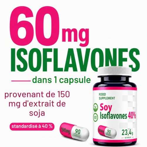 Isoflavones de Soja 90 gélules végétales, Testé par un Laboratoire tiers, sans gluten ni OGM – vue 2