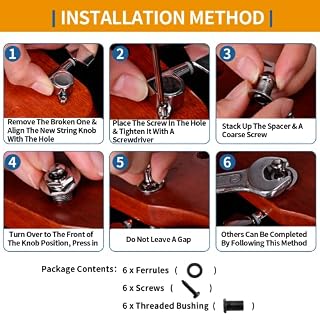 LifCratms Lot de 6 mécaniques noires verrouillables 3L3R pour guitare électrique Fender Stratocaster Strat Telecaster Telecaster - Les Beatles, Paul McCartney, John Lennon, RIngo Starr, George Harrison LifCratms Lot de 6 mécaniques noires verrouillables 3L3R pour guitare électrique Fender Stratocaster Strat Telecaster Telecaster – Image 5