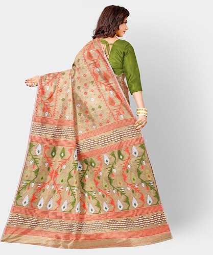 Image of Mayabi Women's Dhakai Jamdani Cotton Silk Saree Traditional Bengali Tant Korat Work, Without Blouse Piece