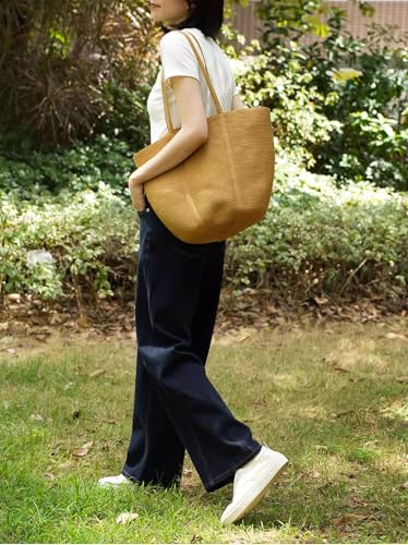 Bolso Tote grande tejido de papel para mujer miniatura 4