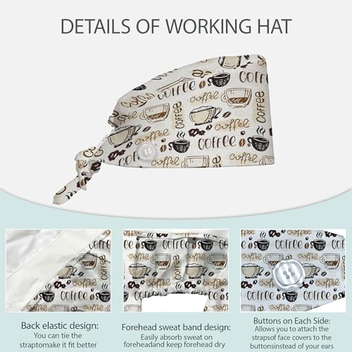 Gorro de trabajo unisex ajustable con banda de sudor 2 pcs miniatura 3