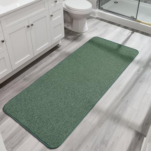 Image of Bosap Bath Mat,Ultra Thin Bathroom Runner Rugs,Large Bath Mats for Bathroom,Quick Dry,Non-Slip,Machine Washable,Low Pile,Bath Rug,Shower Outside,Sink,Home Decor Accessories.Green,3'x6'(36x72inch)