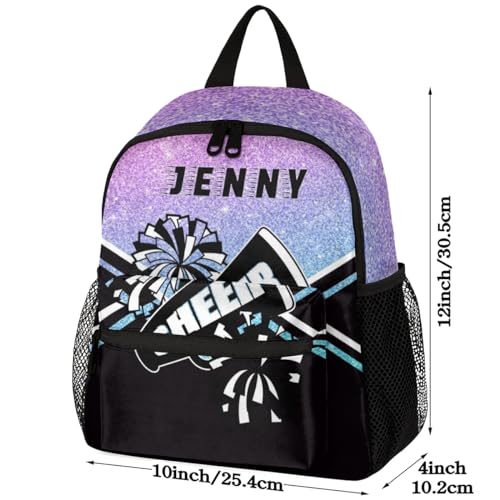 Personalized Kids Cheer Backpack for Girls Boy Cheerleader Preschool Toddler Backpack Nursery Bookbag Lightweight Custom School Bag Purple Glitter2