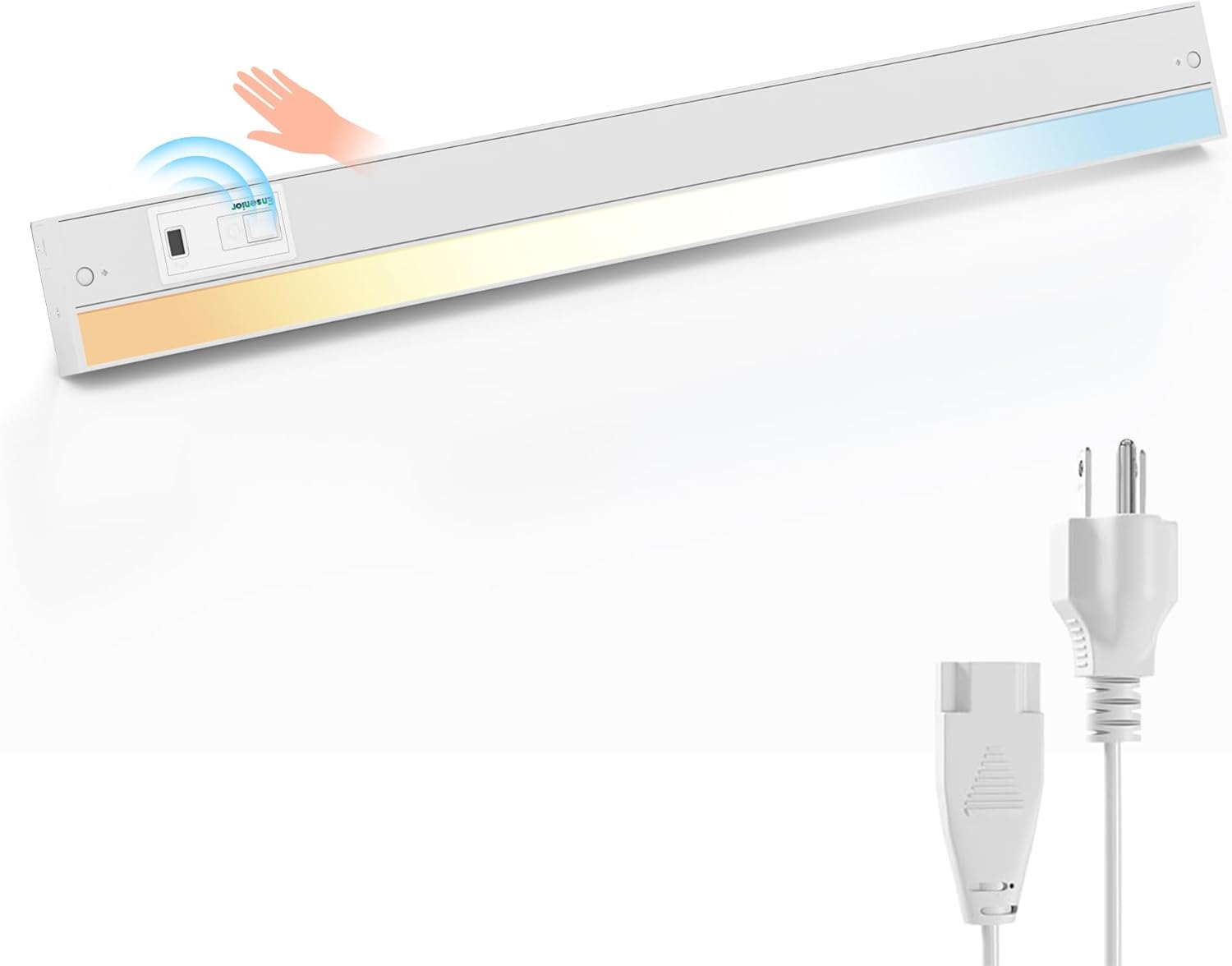 Ensenior 24 Inch Hand Wave LED Under Cabinet Lighting Plug in or Hardwired with Dimmable 5CCT CRI 90+ 2.4G Wireless Sync, Under Counter Lights with for Kitchen, 120V, 14W 930LM 1 Pack 24 Inch