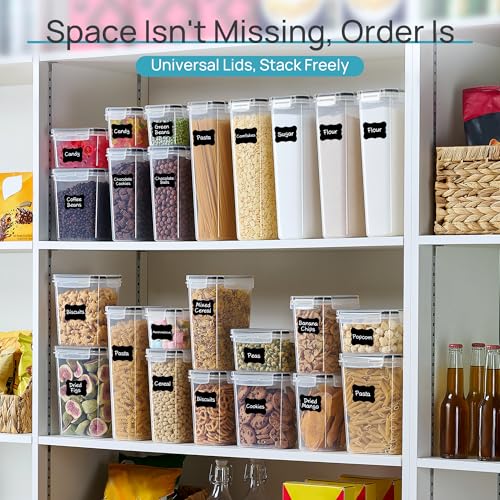 Airtight Food Storage Containers with Lids, Vtopmart 24 pcs Plastic Kitchen and Pantry Organization Canisters for Cereal, Dry Food, Flour and Sugar, BPA Free, Includes 24 Labels,Black #5