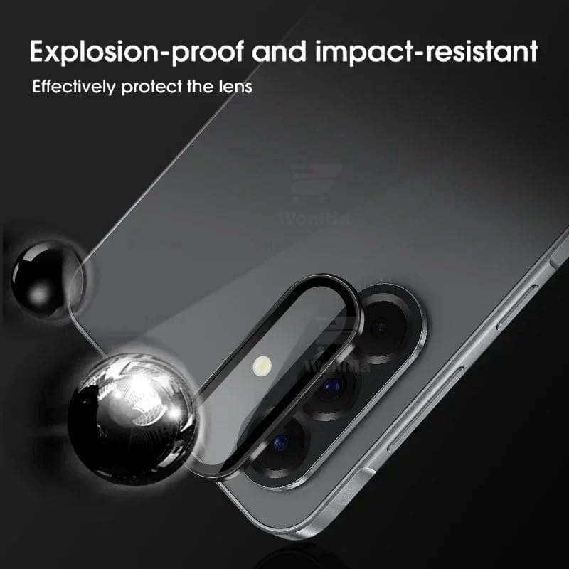 Image of Pack 1 - Metal Frame Camera lens Protector for Samsung M36 5G Camera Tempered Glass Aluminum Alloy Rings, Ultra-HD Metal Frame- Black