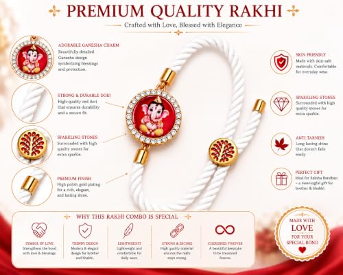 Image of M.F.H Premium Designer Rakhi for Brother | Adjustable Handmade Raki Bracelet |Traditional Raksha Bandhan Gift for Brother | Comfortable & Skin-Friendly RaKi