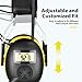 BJKing AM/FM Radio Headphones with Digital Display, 30dB AM FM Hearing Protection Safety Ear Muff, Ear Protection Headphone for Mowing, Landscaping, Shooting and Construction Black-Yellow