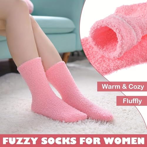 Women's 6 Pairs Padded Fuzzy Fleece Home Floor Comfortable Warm Puffy Microfiber Sleeping Winter Padded Socks3
