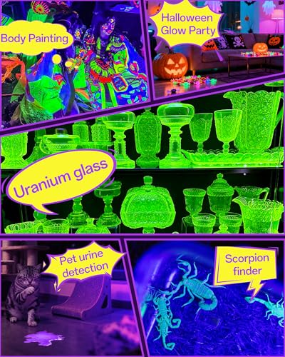 Image of YQNLIFA 5000mAh Rechargeable Black Light Bar, Battery Powered Black Lights for Glow Party, Cordless Blacklight Strip for Halloween Decorations, Fluorescent Poster, Body Paint, Uranium Glass, 4 Pack
