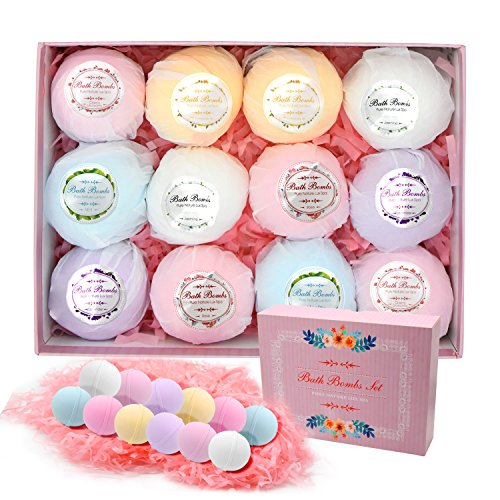 L’aise vie Bath Bombs Gift Set, Pack of 12 Family Spa Vegan Lush Fizzies with Natural Essential Oils Organic Shea & Cocoa Butter, Clean and Brighten skin Moisturize Dry Skin