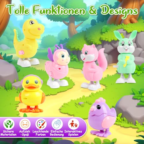 SULOLI 6-teiliges Aufziehtiere Set für Kinder, Batterieloses & Sicheres Spielzeug ab 2 Jahren – Langlebiges Geschenk zum Geburtstag oder Ostern
