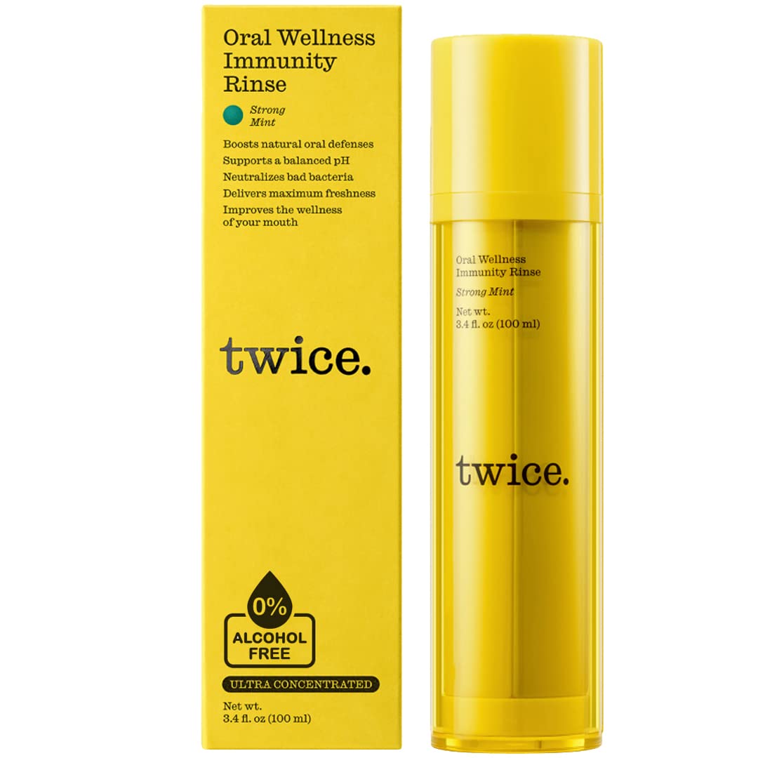 Twice Mouthwash Alcohol Free - Strong Mint - Next Gen, Premium Immunity Rinse - Teeth Whitening Mouthwash, Gum Health, and Fresh Breath - One Month Supply