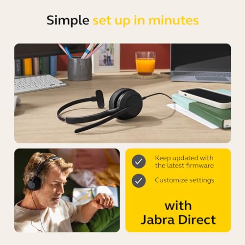Image of Jabra Evolve2 50 Wired Mono Headset - with AirComfort Technology, Noise-Cancelling Mics & Active Noise Cancellation - Works with All Leading UC Platforms Such as Zoom & Google Meet - Black