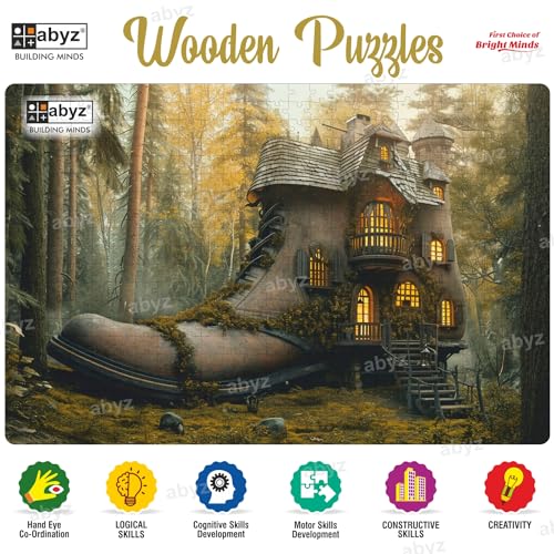 Image of ABYZ Wooden Jigsaw Fantasy House Puzzle with 500-Pieces Play and Learn Educational Puzzle for Kids and Children aged7+ and Adults Toy for Improving Memory & Problem Solving