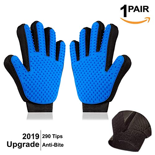 Professional Pet Grooming Gloves Pet Hair Remover Gloves Brush Pet Massage Glove Mitt with Enhanced Five Finger Design for Dog Cat Horse-1 Pair