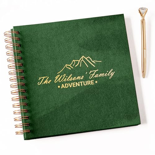 Image of Adventure Book, Couple or Family Scrapbook Photo Album, Travel Journal for Polaroid Instax, Keepsake Fits 4x6 or 5x7 Pictures (Green, Small - 8.3x8.3)