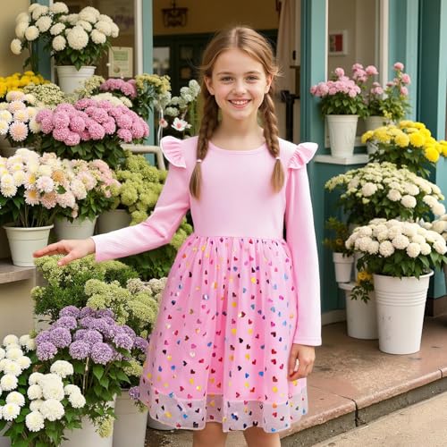 Image of Toddler Little Girls Casual Dresses Short Sleeve Crew Neck Graphic Cartoon Dress for 2-8 Years