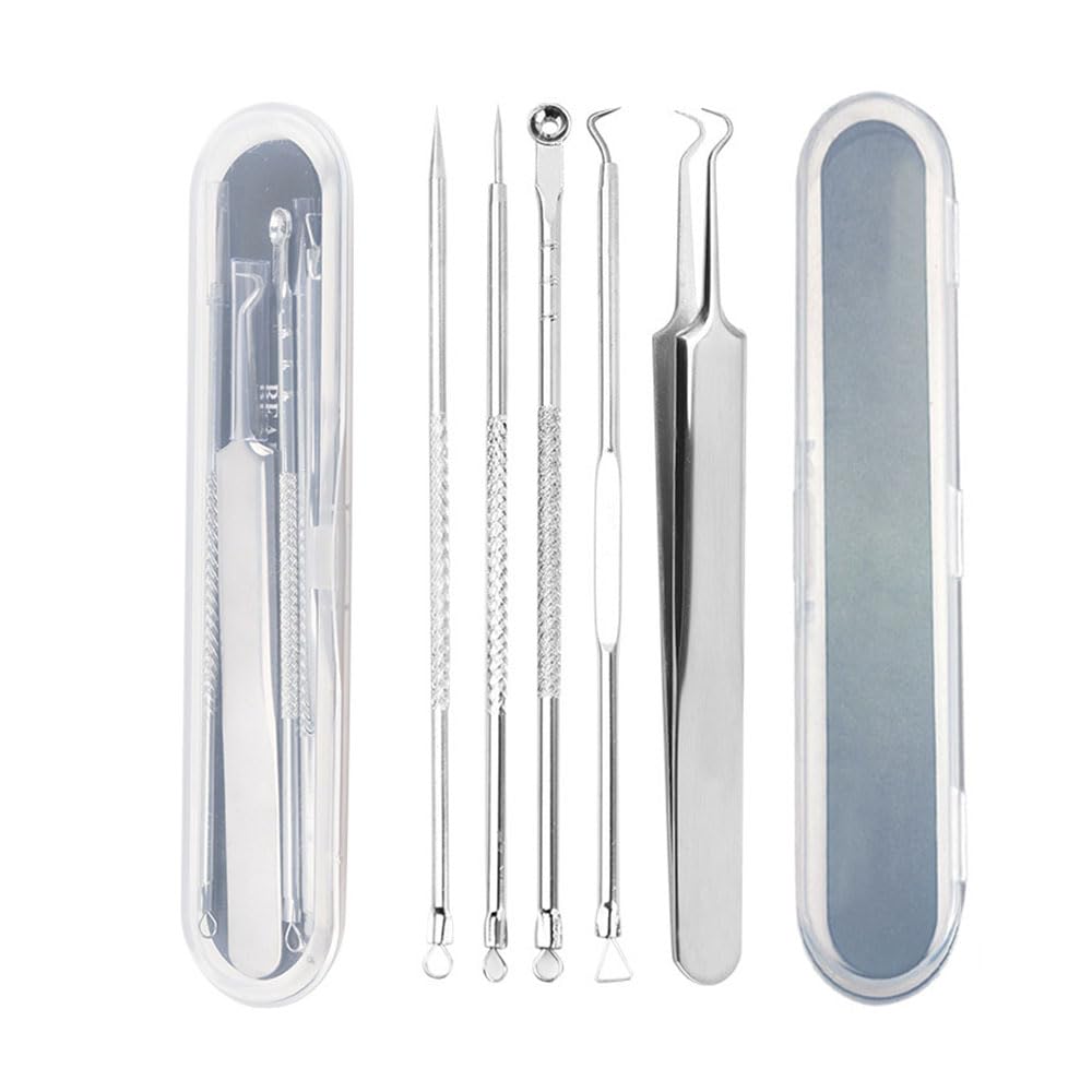 10 PCS Blackhead Remover Tool Set,Curved Tweezer & Pimple Popper Kit for Effective Blackhead and Spot Removal