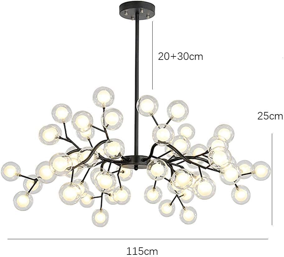 LED Modern Chandelier Lamp, Modern Sputnik Chandelier Firefly Chandeliers Branch LED Ceiling Light Fixtures with G4 Blub Ceiling Light,Pendant Light Black 63 head