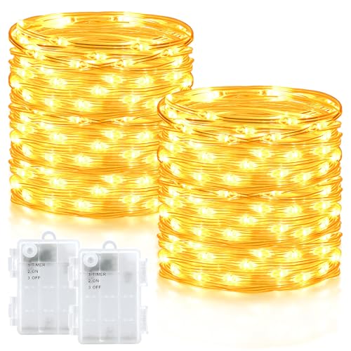 Dalugo Lichterkette Batterie 2 Stück, Total 20M 200 LED Wasserdicht...