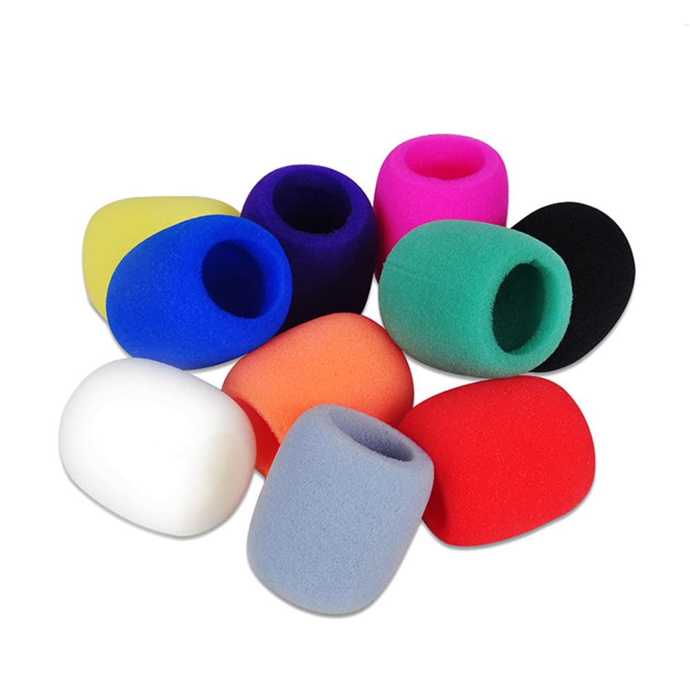 Namvo Black/Red/Yellow 10Pcs Microphone Cover, Colorful Foam Mic Cover Handheld Microphone Windscreen For Ktv Stage