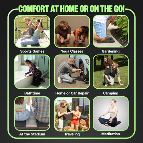XCEL Weather Resistant Stadium Seat Cushions & Multi-Use Foam Kneelings Pads - Ideal for Bleacher Seats, Gardening, Yoga Knee Pads, Bath Kneeler, Work & More - 4-Pk, Gray (12” x 11” x 1”) - Thumbnail 4