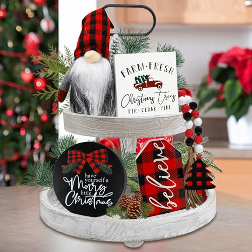 Christmas Decorations Wooden Signs Gnomes Plush Bead Garland Christmas Decor Set for Tabletop Home Winter Decorations