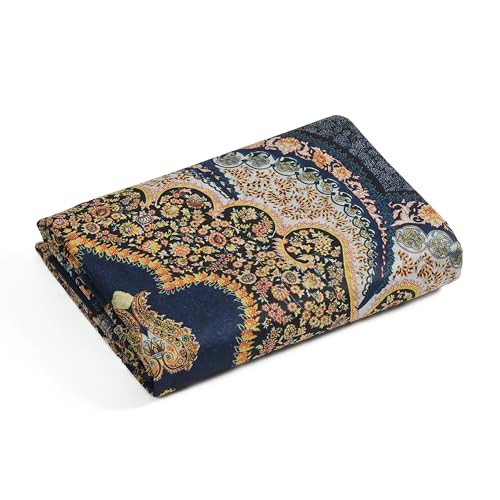 Image of Cotton Bolls Textiles Rugs for Living Room 5x7 Feet Large Size | Lightweight Foldable Carpet for Bedroom & Hall | Easy to Handle During Daily Cleaning | Travel Friendly Printed Rug | Navy