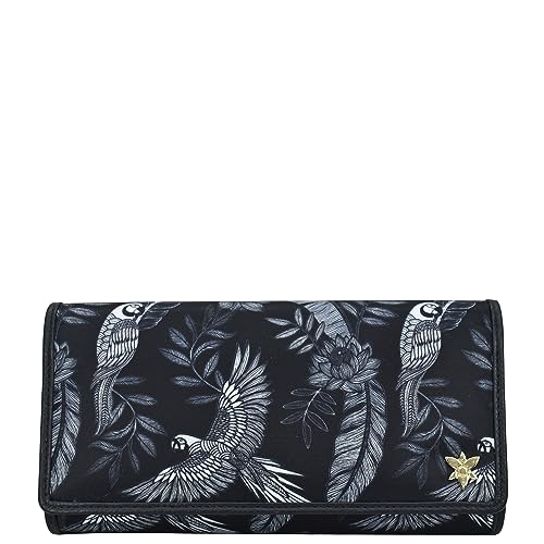Anuschka Three Fold RFID Blocking Wallet - Wanderlust Collection - Nylon Fabric with Genuine Leather Trim and Artwork Print