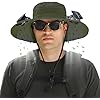 Wide Brim Solar Fan Hat, Hat with Fans Solar Power, USB Charging Sun Hat with 2 Solar Fan for Men Women Outdoor Fishing (US, Alpha, One Size, Large, Petite Plus Size, Green)