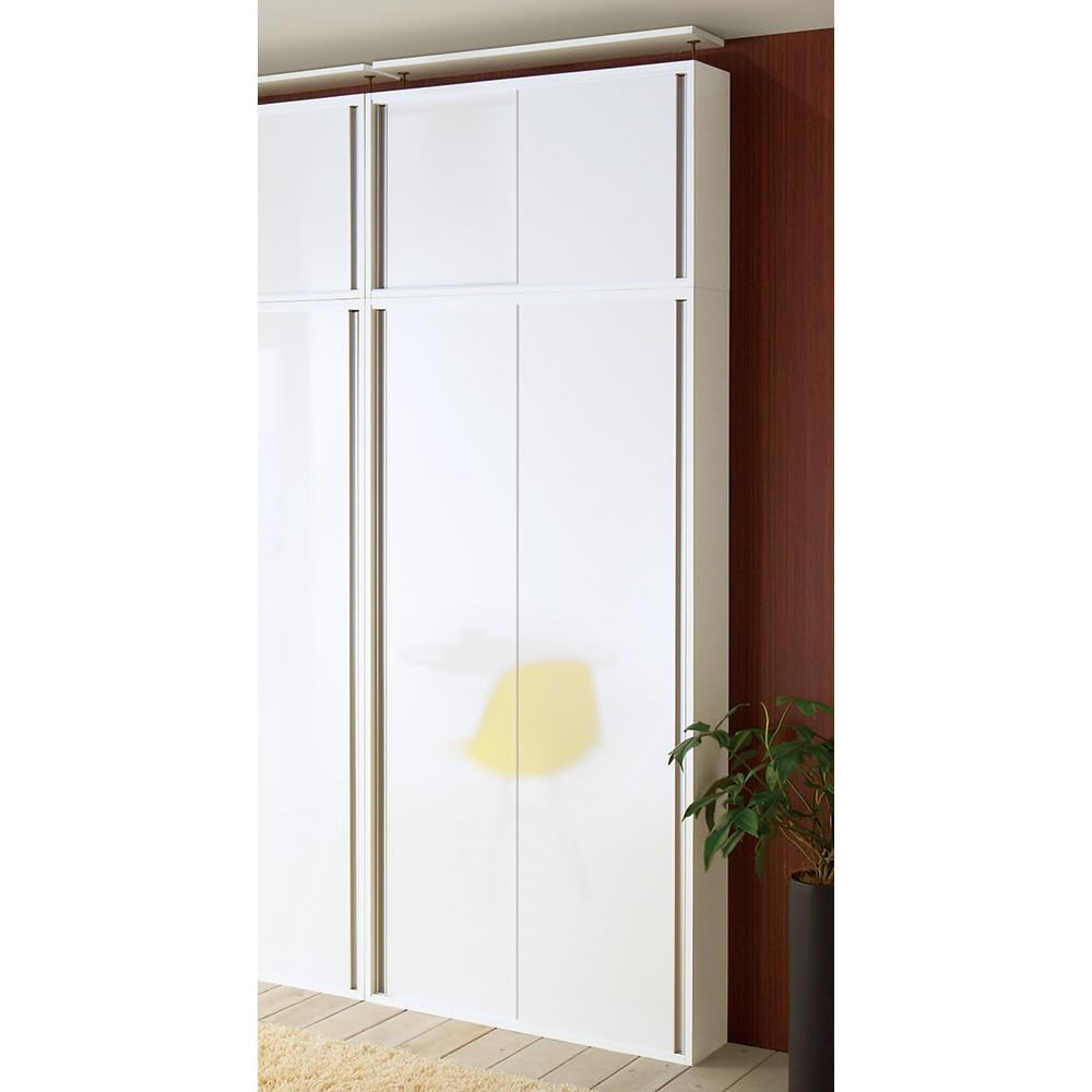 ディノス家具　ラック シェルフ  薄型  天井突っ張り 引き戸　壁面収納本棚 dinos（ディノス） 天井突っ張り式壁面ラック 扉タイプ上置き付き 幅60