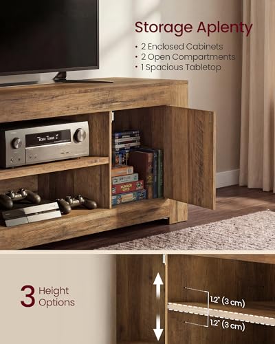 Image of VASAGLE TV Stand, Farmhouse Entertainment Center with Storage Cabinets | Media Console Table for Living Room, Bedroom, for 80 Inch TV, Honey Brown ULTV624K101S