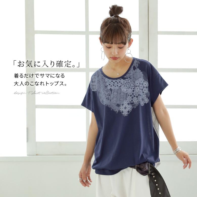 レース 黒 半袖Tシャツ ストライプ ストライプスリーブTシャツ 1013-240806008 | rripcord（リップ