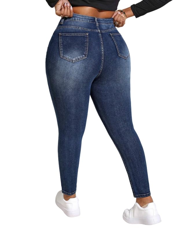ALLABREVE Womens Plus Size Skinny Jeans Stretchy High Waisted Ankle Jean Ripped Slim Fit Washed Denim Distressed Tight Jean4