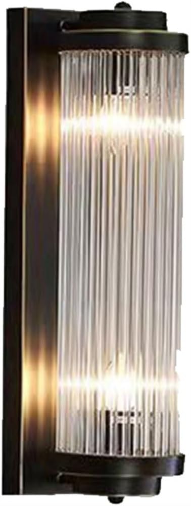 TCHAUSGZOZ Creative Swivel Deformation Wall Lamp - Ribbed Transparent Glass Tube - Vintage for Bathroom, Living Room, Bedroom, Staircase, Hallway (Black, 40cm)