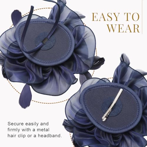 Image of DRESHOW Fascinators Hat Tea Party Headwear Ribbons Feathers on a Headband and a Clip for Women