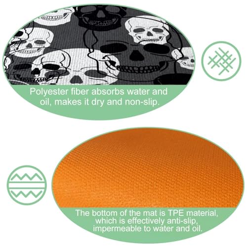 Tapetes de cocina de calavera VAPOKF lavables y antideslizantes para el pasillo 6