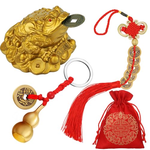 3 Pieces Feng Shui Money Frog Chinese Knot Lucky Coins...