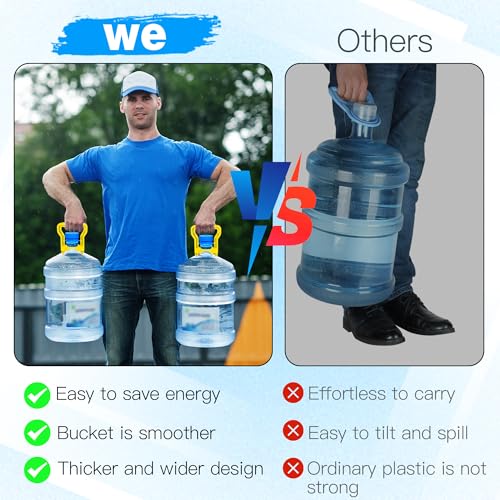 Image of (5 Pack) 3 and 5 Gallon Water Jug Cap with (1 Pack) 5 Gallon Water Bottle Handle, Silicone Reusable Replacement Cap, Non Spill Bottle Caps for 55mm Bottle Water Dispenser Caps