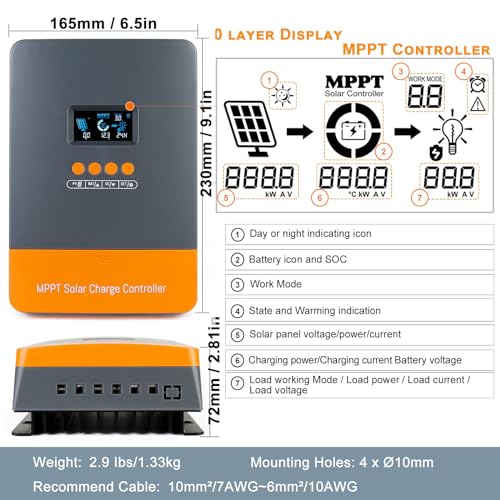 Controlador De Carga Solar (60A), MPPT 12V 24V 36V 48V Controlador 60amp, Regulador De Carga Solar,