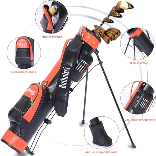 RUTHNISSI Sunday Golf StandBag with Cooler Pouch and Padded Strap，Lightweight for Driving Range Mini Course Training Practice Man Women,Travel Case Vertical Hard Shell Tube for Airlines — view 3