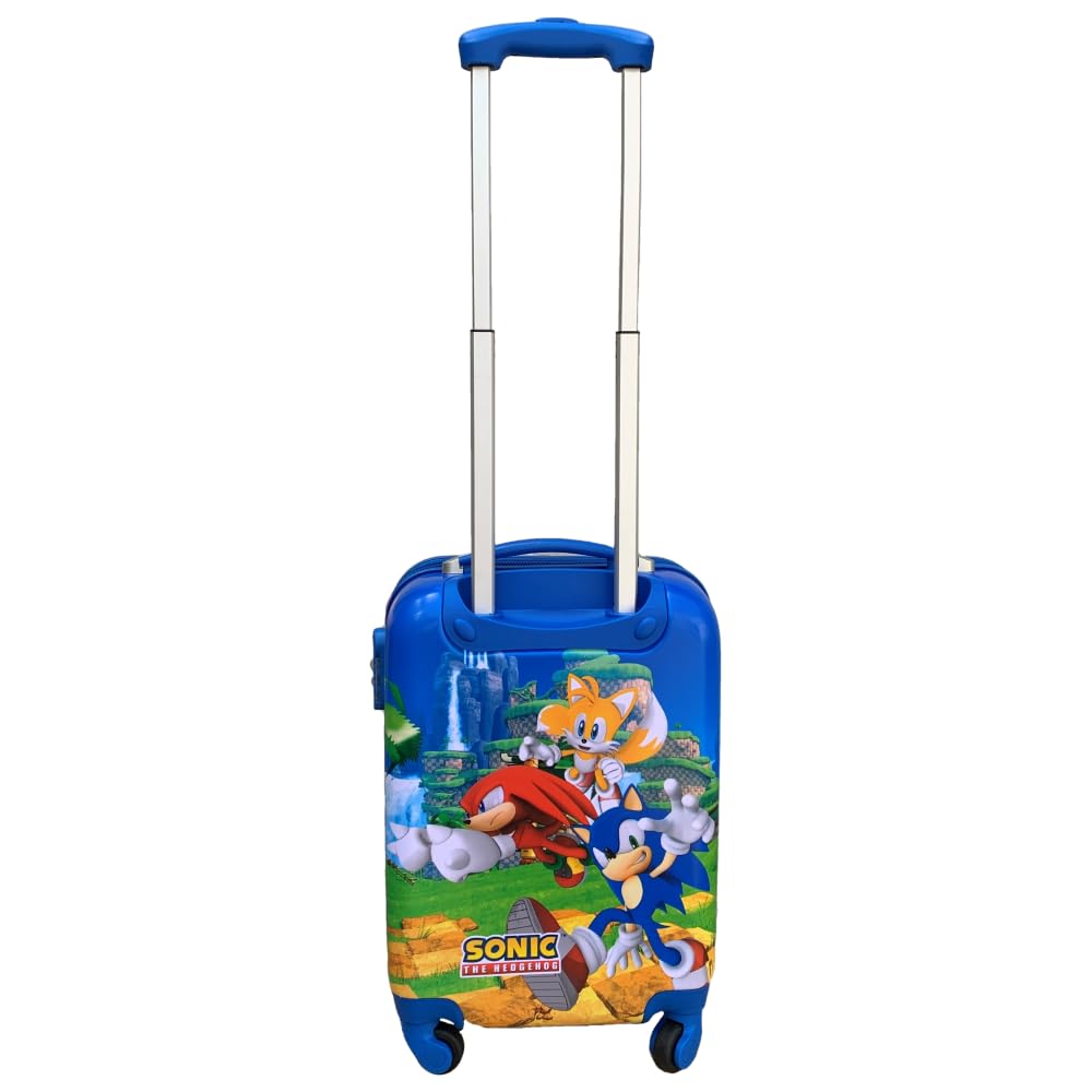 CARTOON Trolley da viaggio in ABS Sonic riccio supersonico per bambini valigia 50 x 33 x 20 cm con quattro ruote e manico allungabile