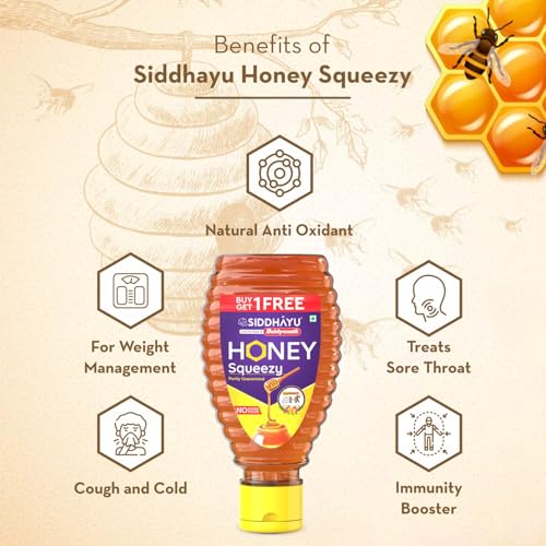 Image of Baidyanath Asli Ayurved Honey 450g squeezy (225G X 2) | Natural Immunity Booster | Pure & Wholesome - Weight Loss Support, Radiant Skin, Cough & Cold Defense | No Added Sugar