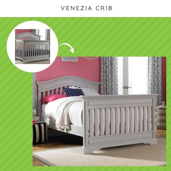 Image of Full-Size Conversion Kit Bed Rails for Dolce Babi Convertible Cribs - Solid Wood Rail - Toddler and Adult Bed Rail for Full-Size Beds - Essential Nursery & Baby Furniture (Misty Grey)