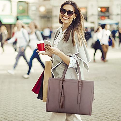 Ecosusi Laptop Tote Fits Up To 15.6 Inch Briefcase For Women Office Handbags Large Capacity With 3 Layer Compartments (Lilac) #TOP1
