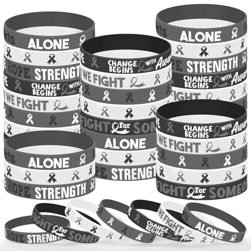 Cinrobiye 30 Pcs Cancer Prevention Awareness Silicone Bracelets,Colorful Ribbon Stretch Wristbands,Hope Faith Rubber Wristband Supplies Accessories for Ribbon Awareness Assorted Cancer Awareness